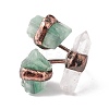 Natural Fluorite & Quartz Crystal Irregular Nugget Open Cuff Ring RJEW-I082-07R-03-2