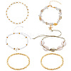 6Pcs Adjustable Waxed Cotton Cord Braided Bead Bracelets and Natural Quartz Crystal Bead Bracelets Sets BJEW-SC0001-53-1