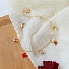 Brass Micro Pave Cubic Zirconia Strawberry Charm Bracelets for Women WH-WG7C0FD-01-1
