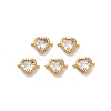 Brass Pave Clear Cubic Zirconia Heart Connector Charms KK-H515-08G-1