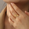 304 Stainless Steel Open Cuff Rings for Women RJEW-K302-03G-1