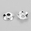 Silver Color Plated Flower Brass Spacer Bead Caps X-KK-TB857-S-2