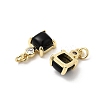 Natural Black Onyx(Dyed & Heated) Square Charms KK-Z137-15G-01-2