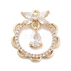 Brass Pave Clear Cubic Zirconia Pendants KK-Z061-10G-1