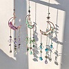 Natural  Rose Quartz Chips Moon Pendant Decorations HJEW-FS00027-04-5