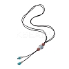 Retro Glass & Porcelain & Alloy Adjustable Nylon Cord Y Necklaces for Women NJEW-JN05360-01-4