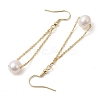 Natural Cultured Freshwater Pearl Beads with Brass Dangle Earrings EJEW-JE05757-4