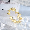 Flower Brass Open Cuff Rings for Women LS-RJEW-R011-09G-01-1