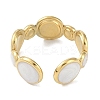 Ion Plating(IP) 304 Stainless Steel Enamel Cuff Finger Rings X-RJEW-L107-038G-01-3