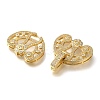 Rack Plating Flower Brass Micro Pave Clear Cubic Zirconia Fold Over Clasps KK-H512-07G-2