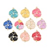 Brass Enamel Connector Charms KK-L275-57G-1