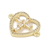Brass Clear Cubic Zirconia Cross Heart Connector Charms KK-D317-147G-2
