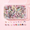 450Pcs 3 Styles Frosted Glass Beads with Golden Glitter Powder DGLA-FS0001-13-6
