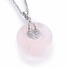 Natural Rose Quartz Flat Round Pendants G-I357-A09-2