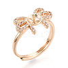 Bowknot Shape Brass Micro Pave Clear Cubic Zirconia Adjustable Ring Settings KK-T076-48G-1
