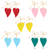 5 Pairs 5 Colors  Alloy Bowknot with Heart Dangle Stud Earrings EJEW-AN0003-59-1
