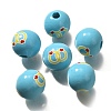 Valentine's Day Element Printed Wood Beads WOOD-R002-01-14-1