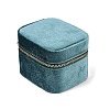 Mini Rectangle Velvet Jewelry Storage Zipper Boxes with Mirror Inside CON-Z009-04A-2