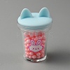 Transparent Resin Cat Ear Bottle Pendants RESI-WH0021-65B-1