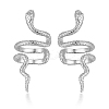 S925 Silver Snake Clip Earrings Retro Style Non-Piercing Ear Cuff AV2043-2-1