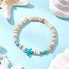 Natural Freshwater Shell with Synthetic Turquoise Beads Stretch Bracelets for Men Women BJEW-JB11745-01-1