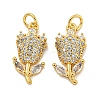 Rack Plating Brass Micro Pave Clear Cubic Zirconia Pendant KK-B091-31G-1