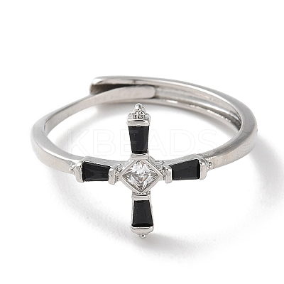 Brass with Cubic Zirconia Adjustable Rings RJEW-Z017-04P-1