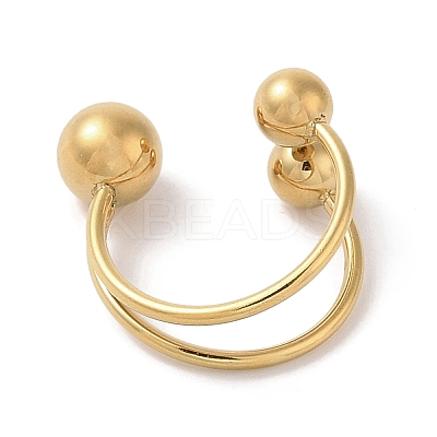 Ion Plating(IP) 304 Stainless Steel Round Cuff Rings for Women RJEW-G315-05G-1