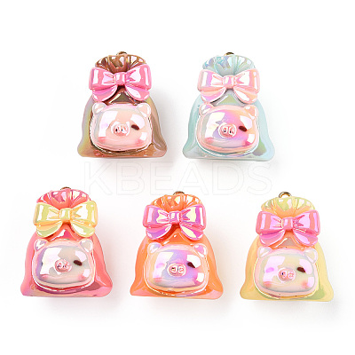 UV Plated Rainbow Resin Pendants RESI-N039-01-1