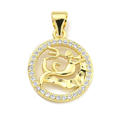 Brass Micro Pave Cubic Zirconia Pendants KK-K354-03G-08-1
