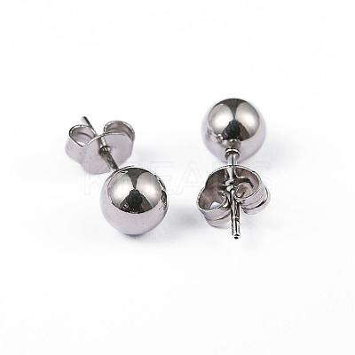 Tarnish Resistant 304 Stainless Steel Ball Stud Earrings EJEW-2224-6mm-P-1