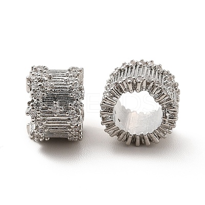 Rack Plating Brass Micro Pave Cubic Zirconia European Beads KK-C010-36-1