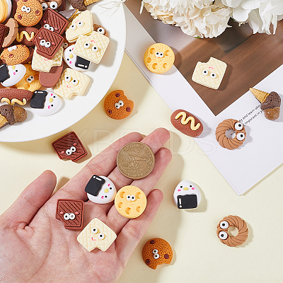 64Pcs 8 Styles Play Food Theme Opaque Resin Decoden Cabochons RESI-SC0005-87-1