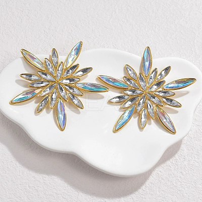 304 Stainless Steel Glass Stud Earrings for Women EJEW-M095-16G-1