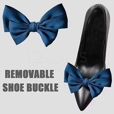 Detachable Ribbon Satin Bowknot Shoe Decoration AJEW-WH0502-33K-1