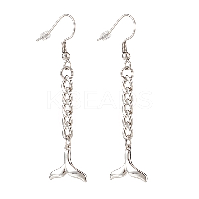 Curb Chains with Brass Charm Long Dangle Earrings EJEW-JE04963-03-1