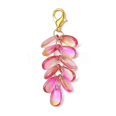 Teardrop Glass Pendant Decorations HJEW-JM03256-1