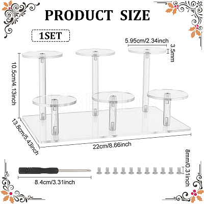 2-Tier Round Transparent Acrylic Toys Action Figures Display Riser Stands ODIS-WH0030-24A-1