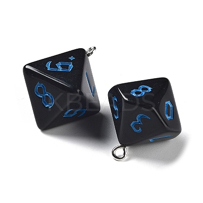 7 Styles Opaque Resin Polyhedral Dice Pendants Set RESI-A029-01A-1