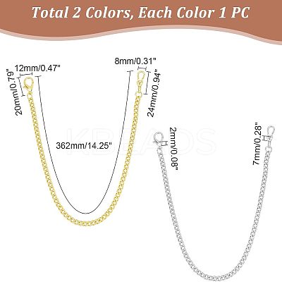 2Pcs 2 Style Iron Clip Pocket Watch Chain DIY-UN0003-62-1