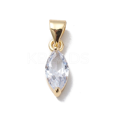Brass Cubic Zirconia Charms KK-E003-13G-1