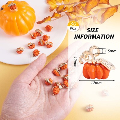 30 Pieces Thanksgiving Pumpkin Charms Pendant Fall Theme Charm 3D Orange Pumpkin Charms for Jewelry Necklace Bracelet Earring Making Crafts JX295A-1