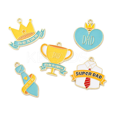 10Pcs 5 Styles Father's Day Alloy Enamel Pendants ENAM-FP0002-18-1
