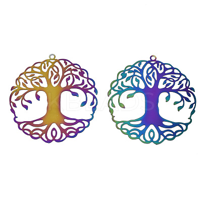 Ion Plating(IP) 201 Stainless Steel Filigree Pendants STAS-S118-030-1