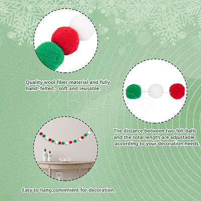 4Pcs Pom Pom Ball with Polyester Cord Hanging Banners AJEW-CP0009-76B-1