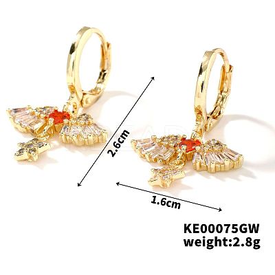 Elegant Vintage Copper Hoop Earrings with Geometric Zircon Stones IN0853-4-1
