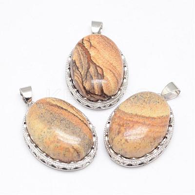 Natural Picture Jasper Pendants G-D851-40-1