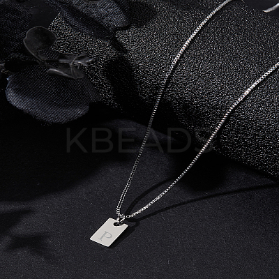 1Pc Stainless Steel Letter Rectangle Pendant Necklaces NJEW-LP0001-34P-P-1