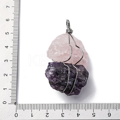 Natural Amethyst & Rose Quartz Nuggets Big Pendants G-K338-43P-02-1