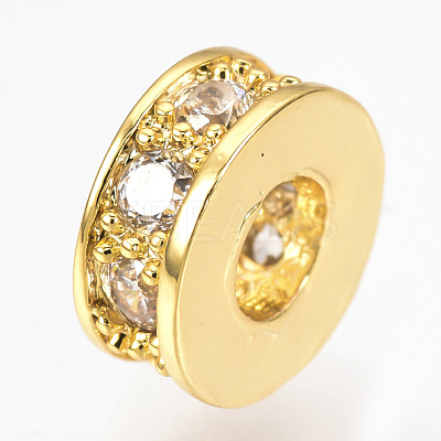 Brass Micro Pave Cubic Zirconia Beads ZIRC-Q013-141G-1